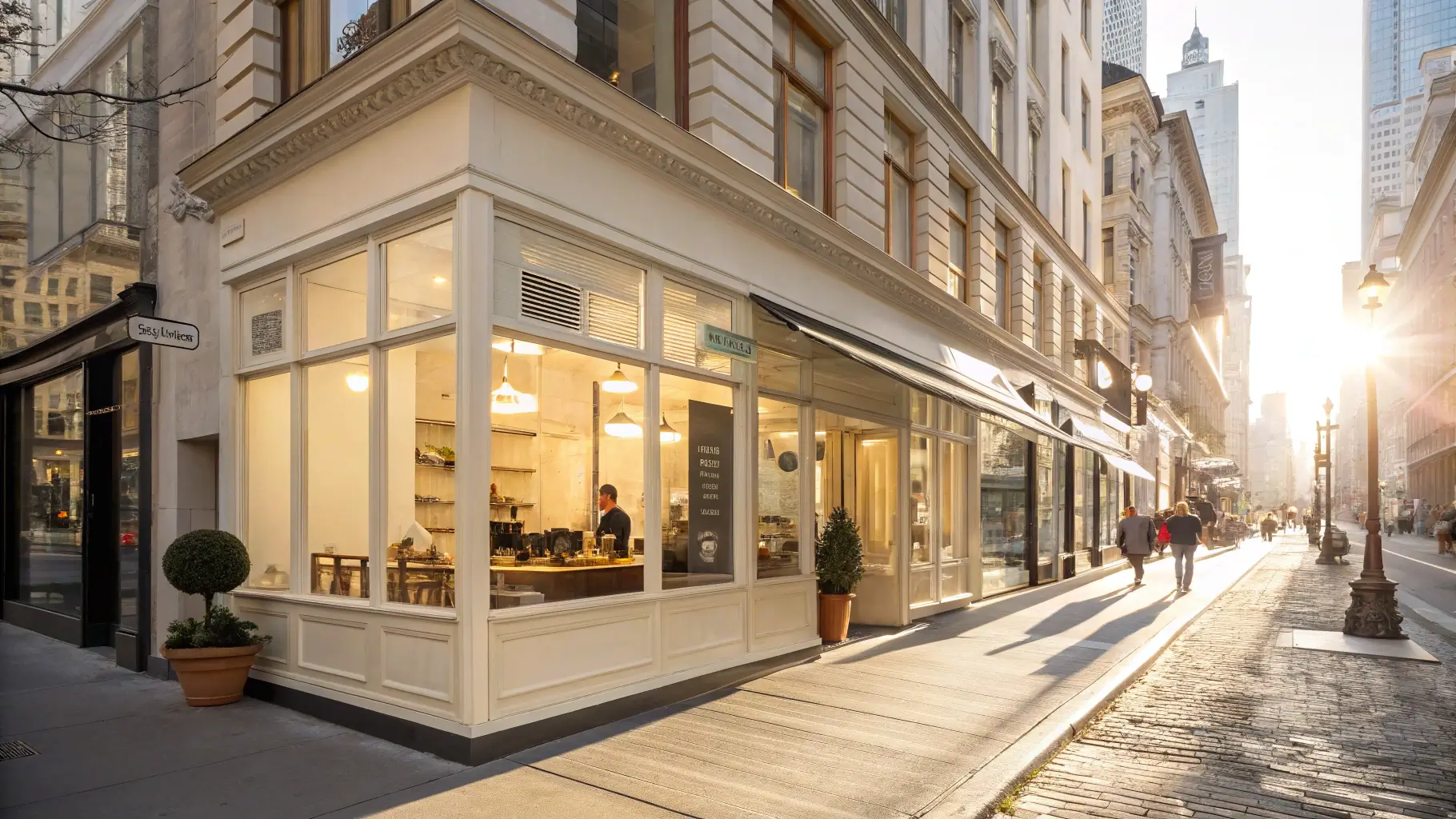 Storefront on city street illustrating local SEO concepts.