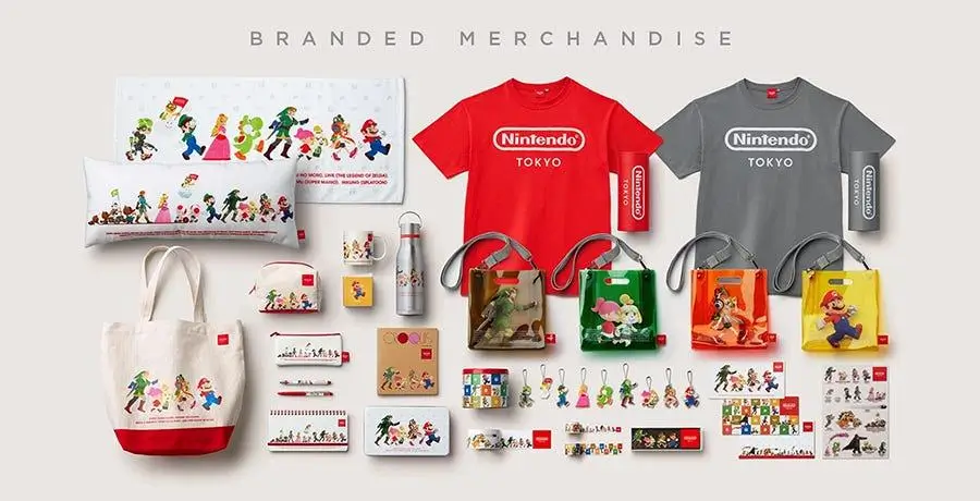 Berbagai merchandise dari brand Nintendo.
