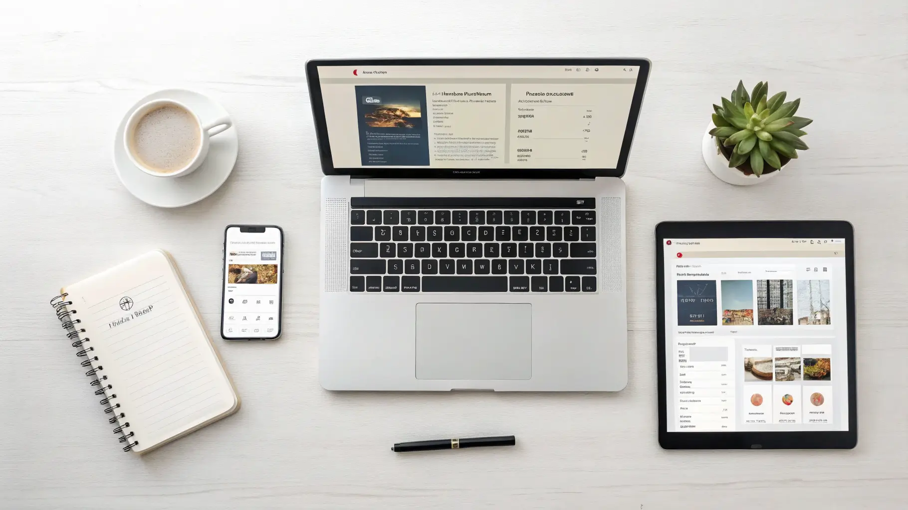 Tampilan brand yang konsisten di laptop, smartphone, dan tablet