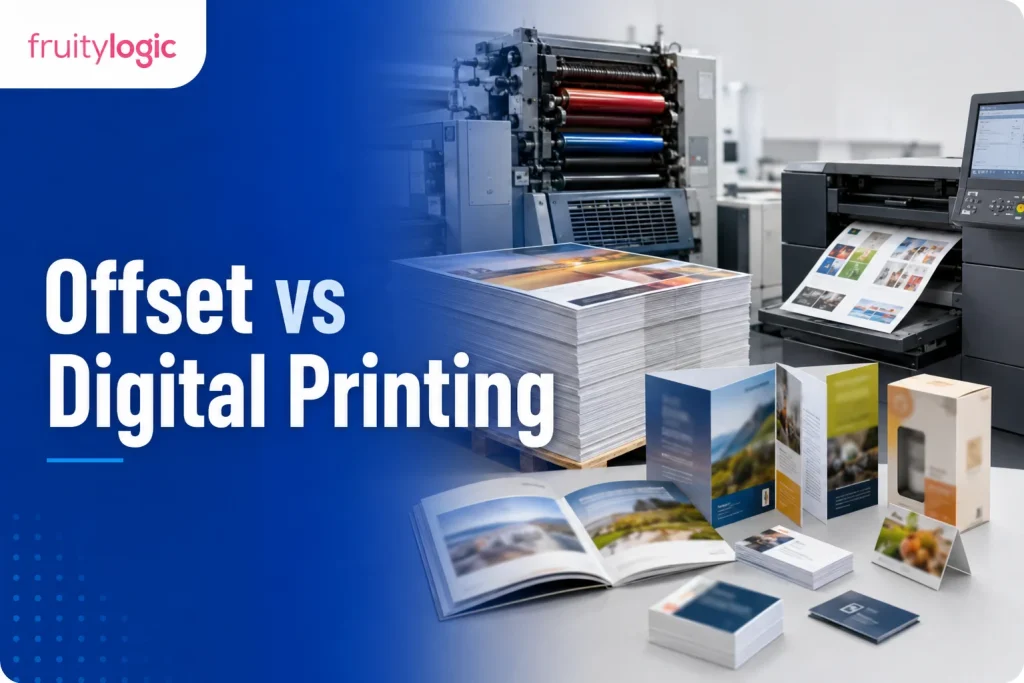 Perbandingan proses offset printing dan digital printing dengan sampel brosur, katalog, dan kemasan
